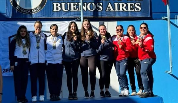 The Mexican shooting team celebrates their bronze win at the Americas Rifle and Pistol Championship.