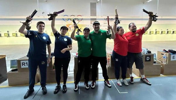 Andrea Ibarra and Carlos González gold medalists in the Americas Shooting Sports Championship.