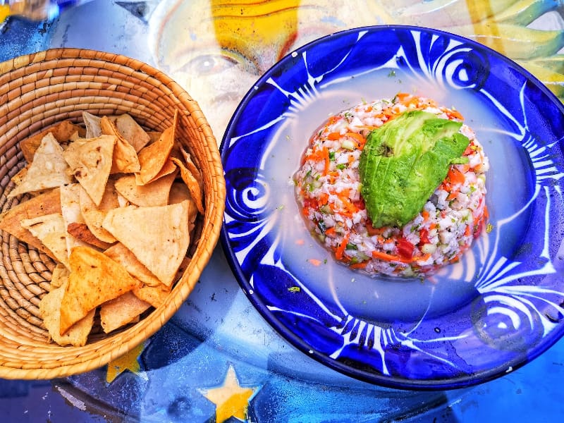 Seafood ceviche is one of the traditional dishes on the Holbox Island.