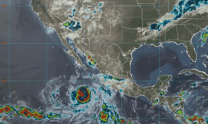 Hurricane Estelle category 1 continues to move south of the Baja California Peninsul.