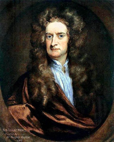 Portrait of Sir Isaac Newton at the age of 52, by the painter Sir Godfrey Kneller.
