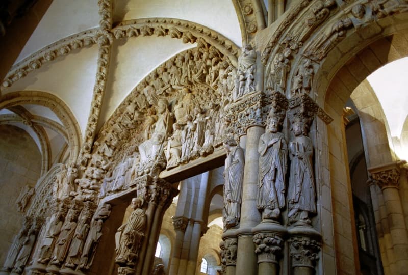 Detail of the Portico de la Gloria, Santiago de Compostela, Spain.