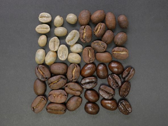 How are coffee beans processed to remove the caffeine?