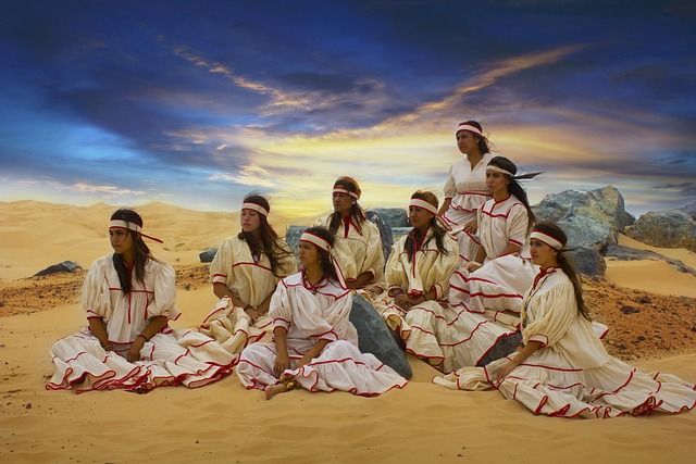 Raramuris indigenous peoples costumes.