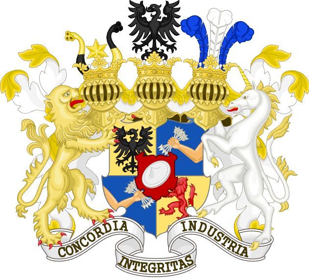 Rothschild-familiens våbenskjold fra 1822 blev tildelt baronerne Rothschild af kejser Franz I af Østrig.