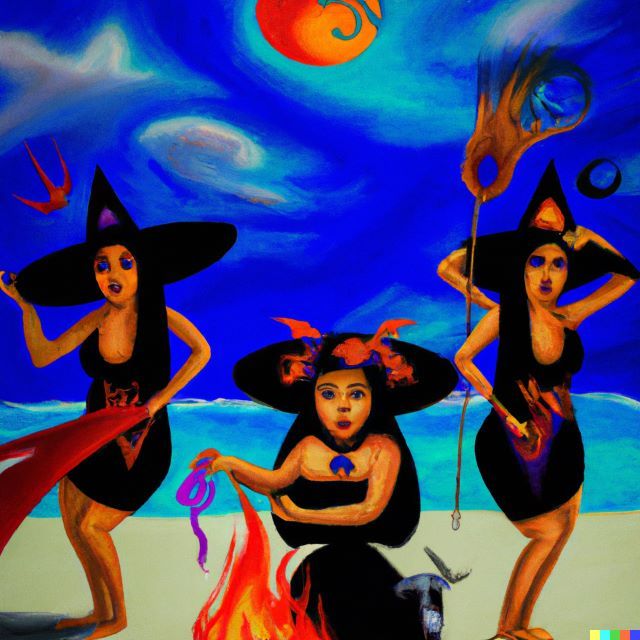 The evil witches of Cancun enjoying a day at the beach, just before causing widespread chaos and destruction.