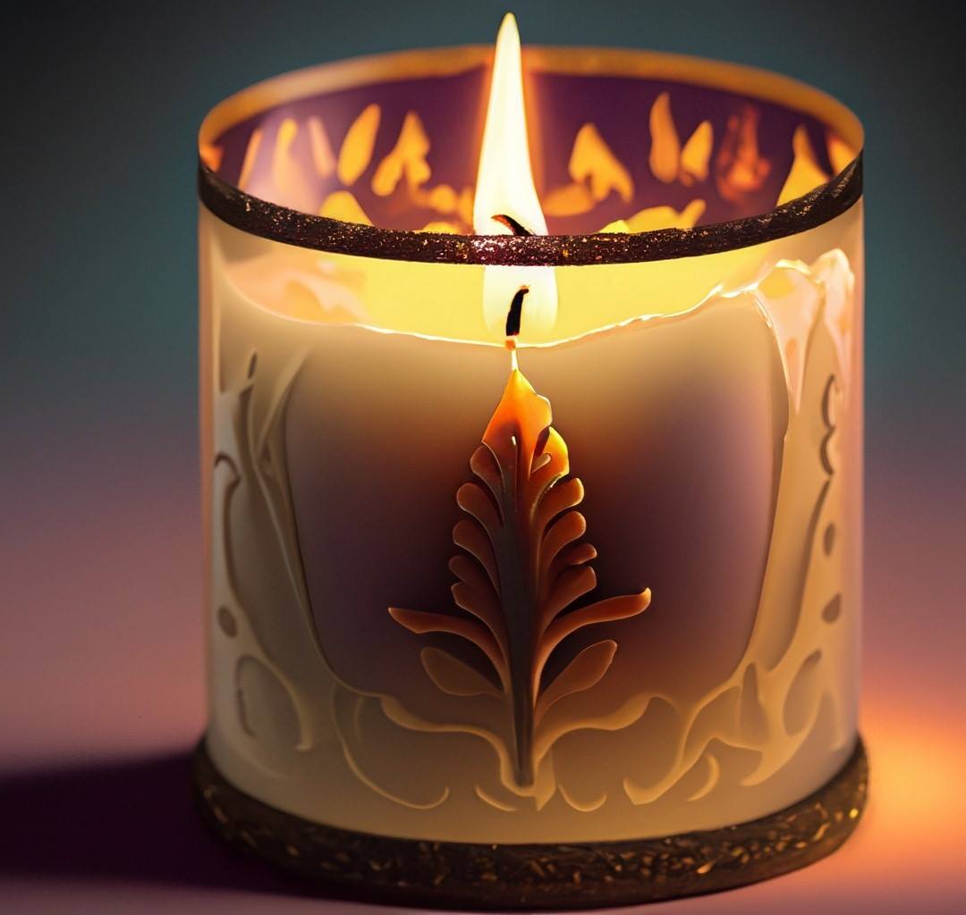 A beautifully crafted handmade candle, emitting a warm glow and soothing aroma.