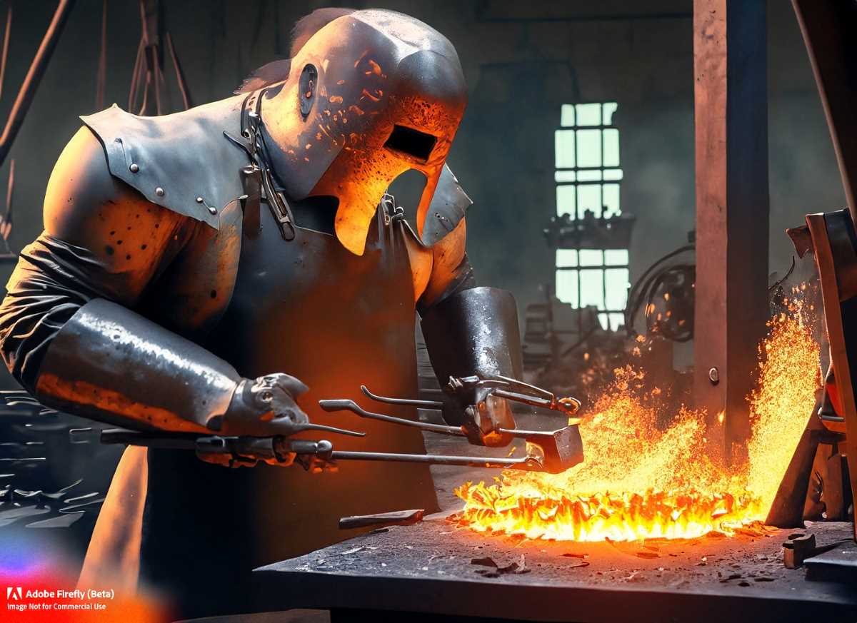 Craftsmanship at its finest - The modern Vulcan at work in their forge, shaping raw metal into objects.
