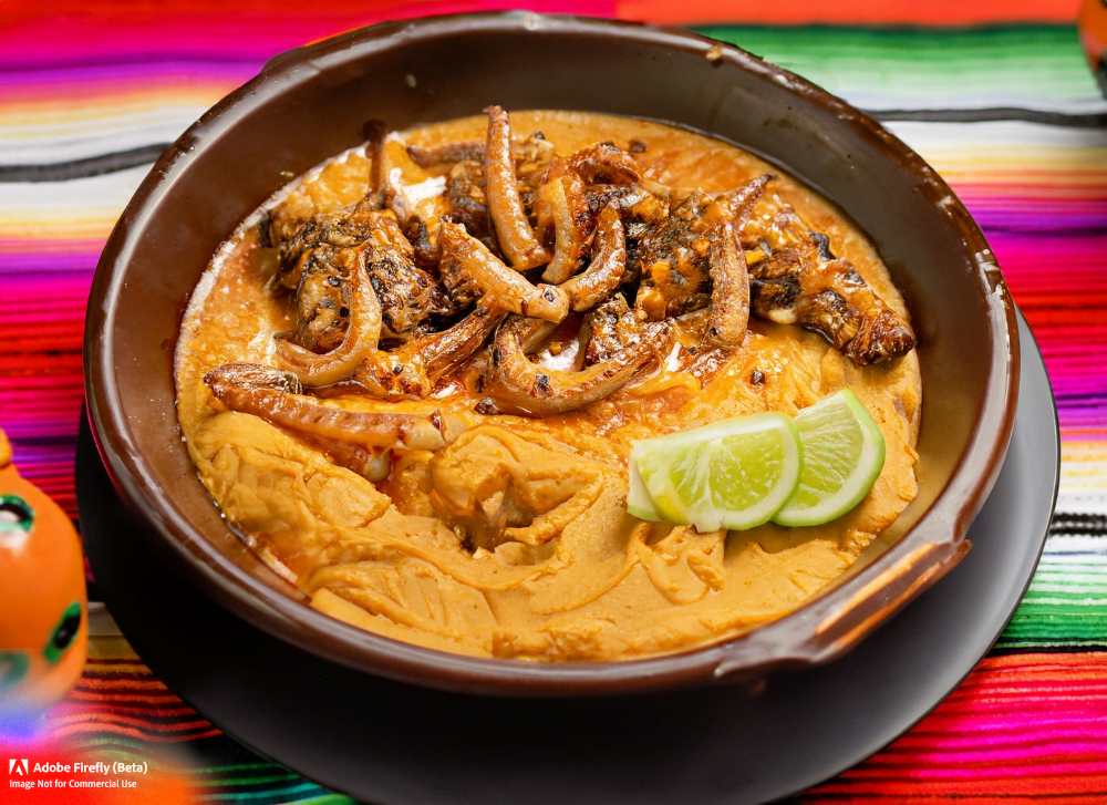 A traditional Mexican dish made with cuetlas or tepolchichic, the larvae of the Dead Man's Butterfly
