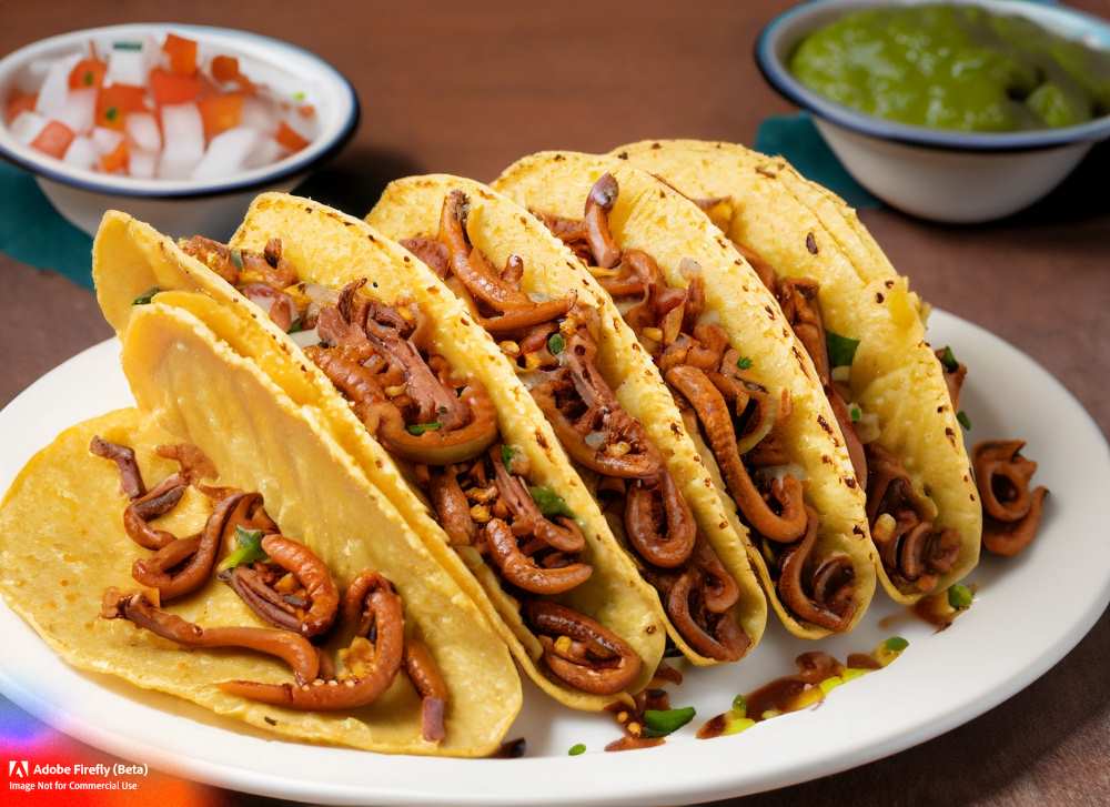 Savor the Crunch: Enjoy a plate of elotero tacos, made with deliciously toasted worms found on corn cobs.