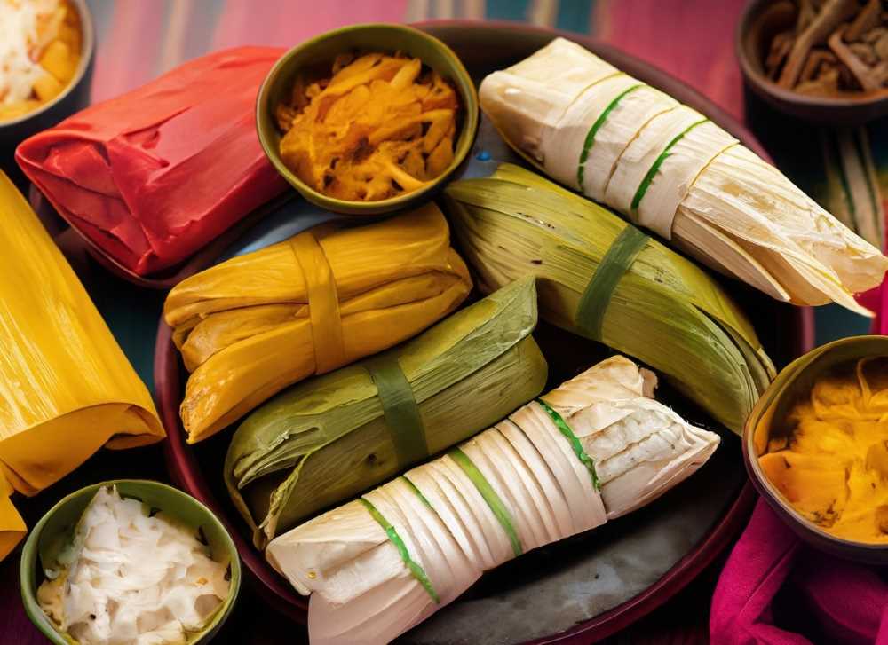 Colorful assortment of traditional tamales, representing the rich culinary heritage and diverse flavors.