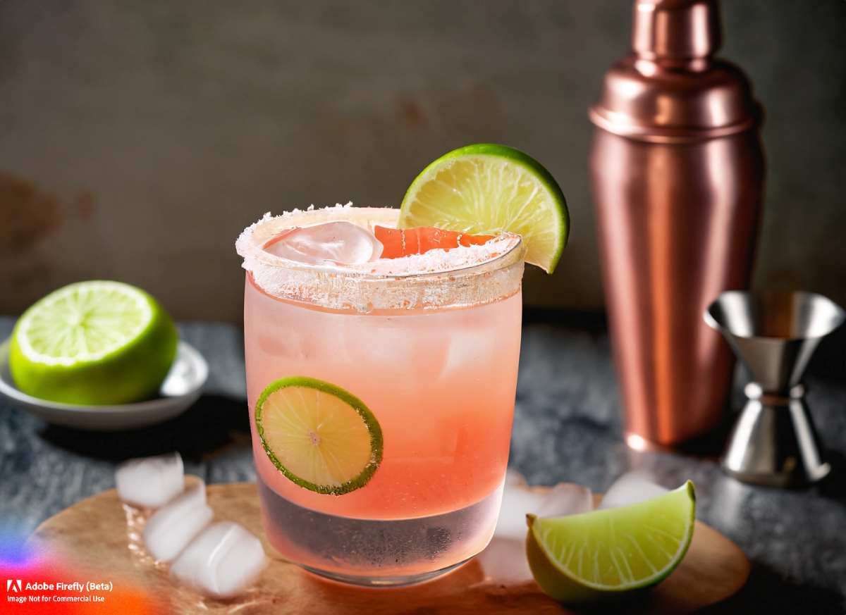 A refreshing Paloma cocktail made with tequila, grapefruit juice, lime juice, and simple syrup.