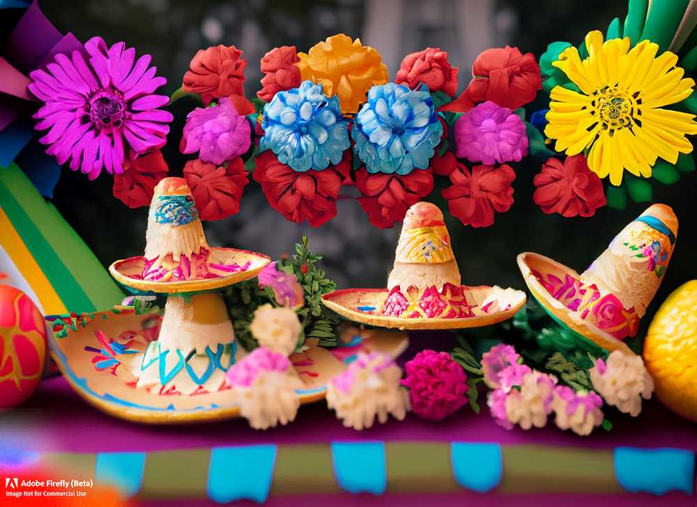 Colorful decorations and vibrant flowers add to the festive atmosphere of Mexican celebrations.