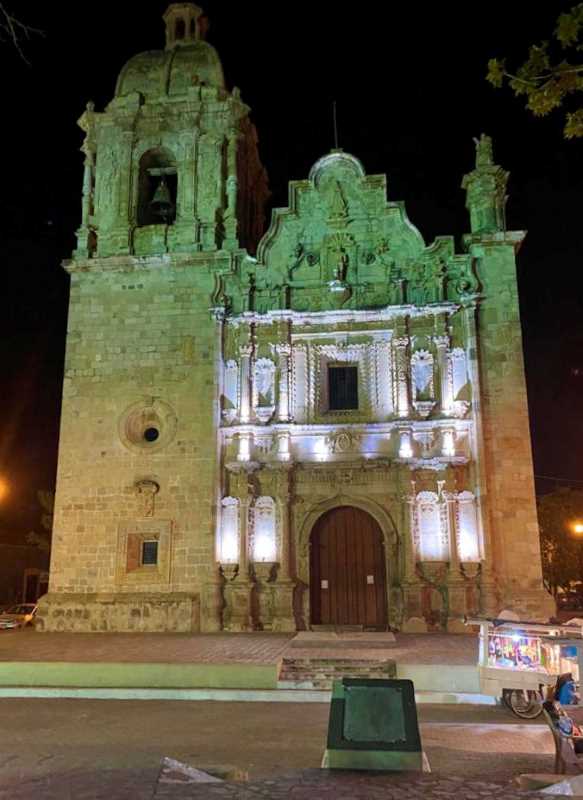 The imposing facade of the Parish Temple of San Sebastian in Concordia, Sinaloa.
