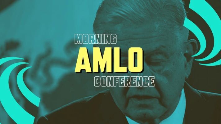 President Andrés Manuel López Obrador (AMLO) addressing the audience during his morning conference.