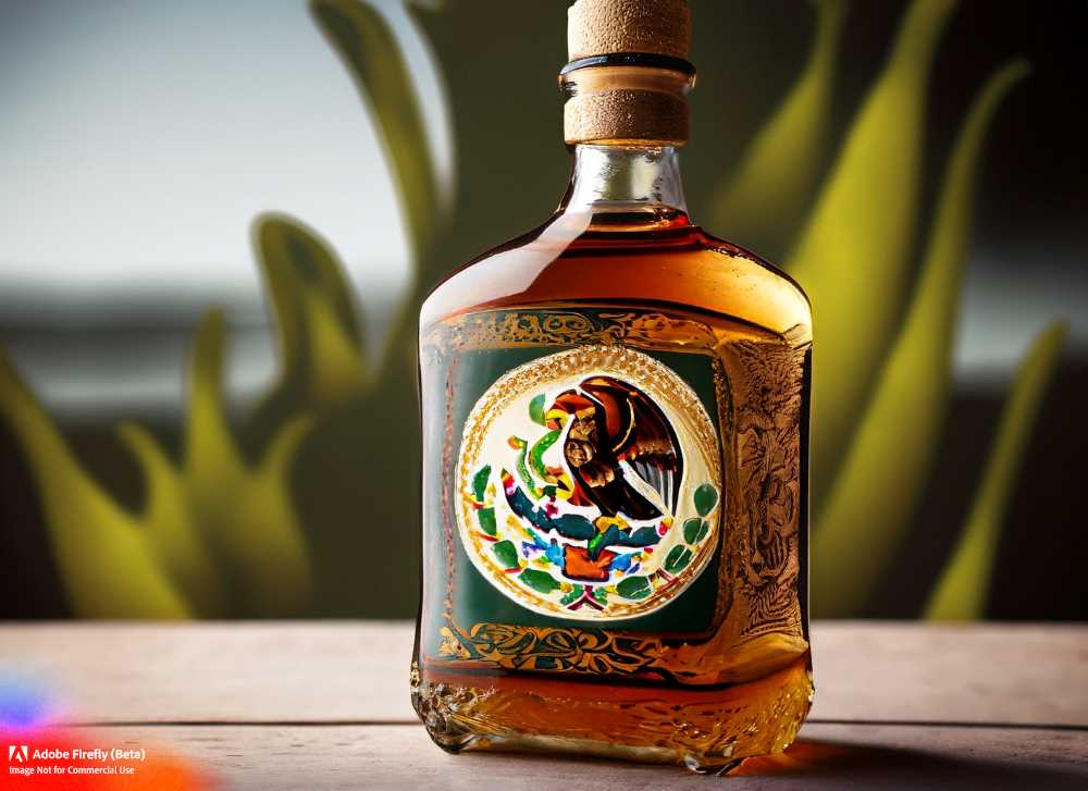 A toast to Mexico: A handcrafted bottle of tequila, brimming with the spirit of Mexican culture.