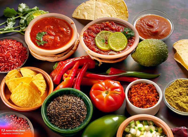 A display of Mexican ingredients and flavors, showcasing the diverse culinary that delights the senses.