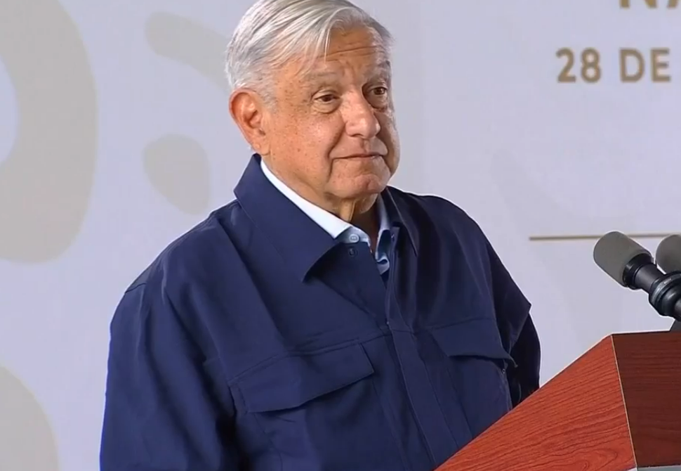 President AMLO addresses reporters during the morning conference in Tepic, Nayarit.