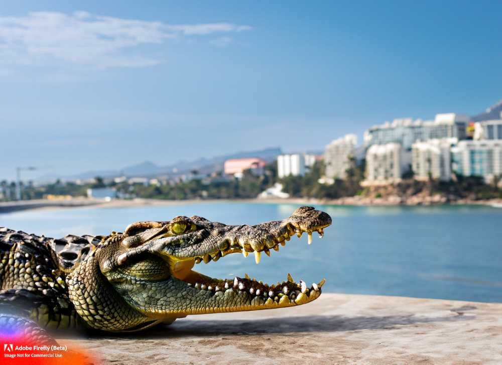 Residents of Puerto Vallarta witness a chilling spectacle as a crocodile is found carrying a human body.