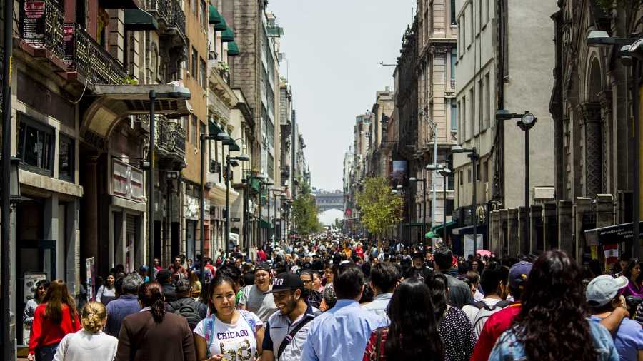 A bustling Mexico City street, exemplifying the economic potential yet to be fully tapped.