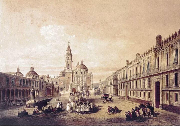 The famed Plaza de Santo Domingo in 18th century Mexico City.