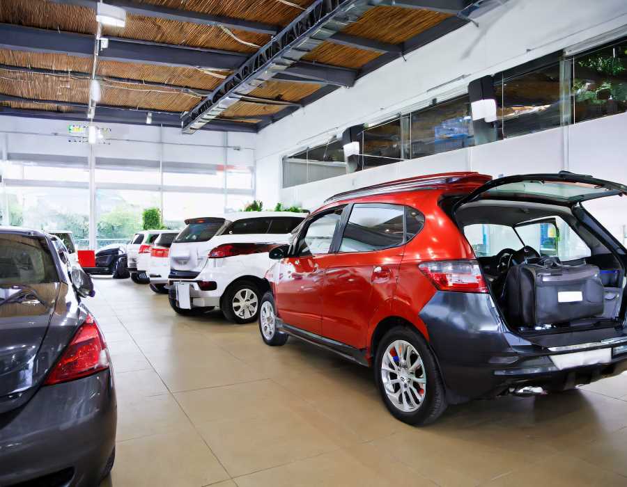 A fleet of Chinese-made cars lines up at a Mexican dealership.