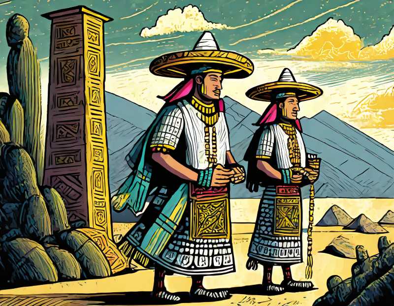 Enterprising Aztec merchants, the pochtecas, navigating distant realms and shaping economic ties.