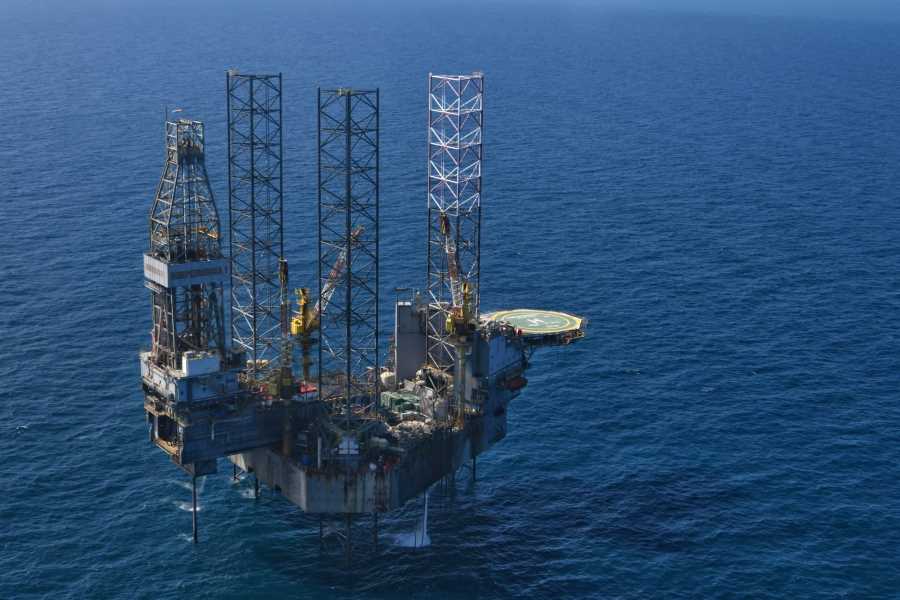 PEMEX Self-Raising Platform is being drilled on the Tabasco coast.