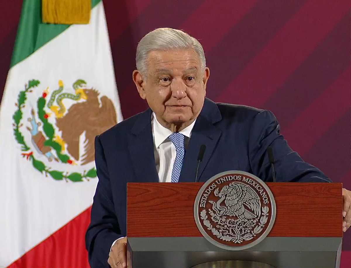 President AMLO addresses the nation with a smile, leading Mexico through the morning conference.