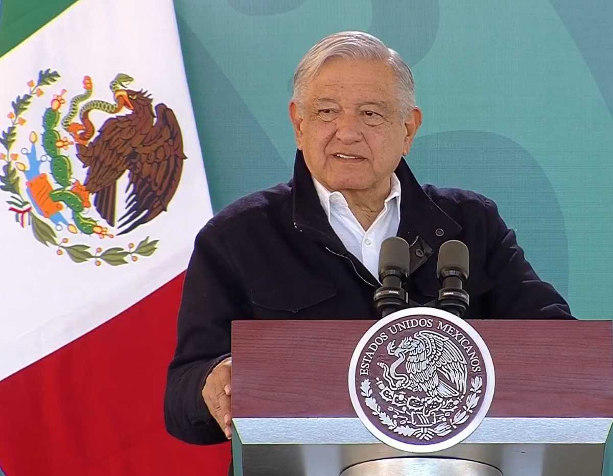 President Andrés Manuel López Obrador kicks off his daily Morning Conference in Obregón, Sonora.